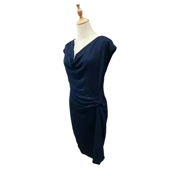 Elie Tahari Mini Navy Dress With Gathered Side Size M - Picture 1 of 7